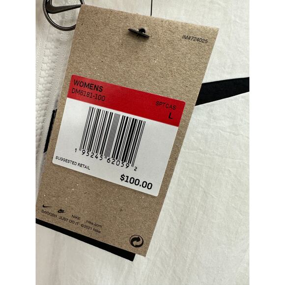 Nike White ESS Woven Jacket Full Zip Activewear Lightweight Womens Large NWT - Picture 7 of 10